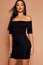 Boohoo Off The Shoulder Puff Sleeve Bodycon Dress