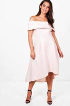 Boohoo Plus Alice Double Layer Skater Dress Nude