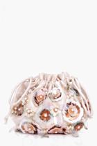 Boohoo Lucie Bridal Floral Pouch Cross Body Bag Nude