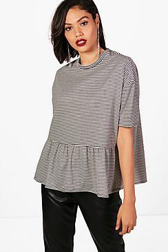 Boohoo Emily Stripe Peplum T-shirt