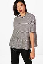 Boohoo Emily Stripe Peplum T-shirt