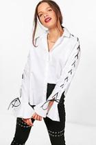 Boohoo Ella Lace Up Sleeve Shirt