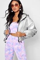 Boohoo Sydney Metallic Cropped Padded Jacket