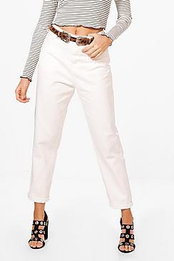 Boohoo Sophie High Waist Roll Hem Mom Jeans
