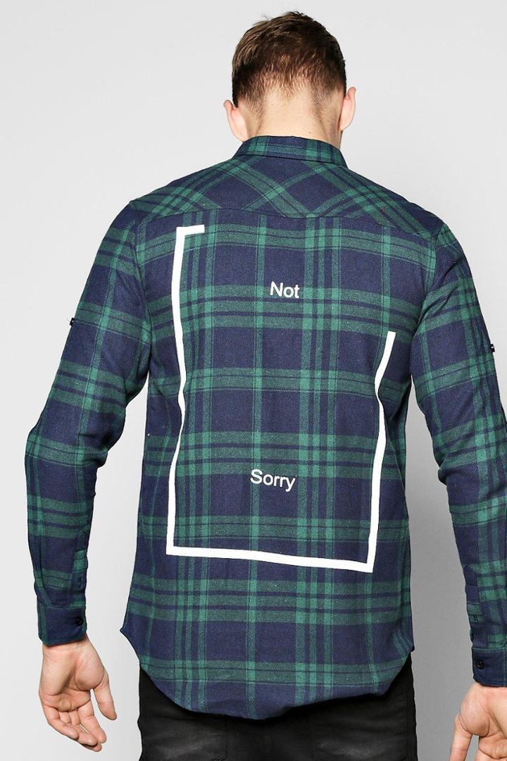 Boohoo Not Sorry Back Print Shirt Green