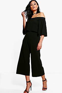 Boohoo Holly Off Shoulder Crop & Culotte Co-ord Set