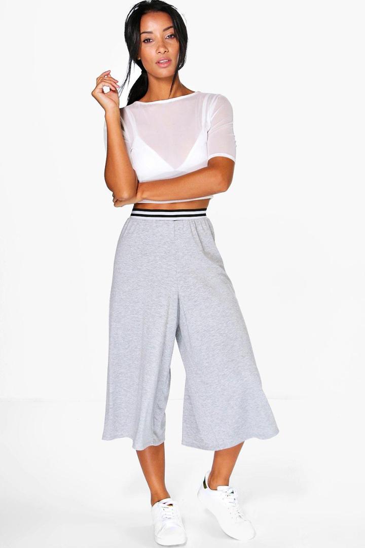 Boohoo Diara Sporty Waistband Jersey Culottes Grey