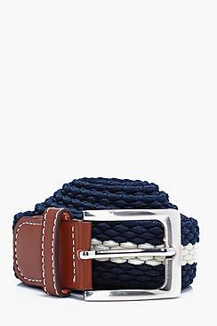 Boohoo Navy Micro Plait Elasticated Belt