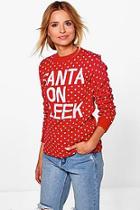 Boohoo Emma Santa On Fleek Christmas Jumper