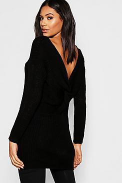 Boohoo Longline Twist Back Jumper