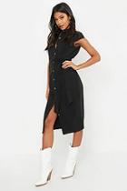 Boohoo Cotton Cap Sleeve Midi Shirt Dress
