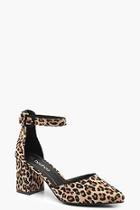 Boohoo Leopard Print Pointed Low Block Heel Ballets