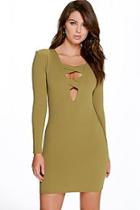 Boohoo Eleanor Cross Front Long Sleeve Bodycon Dress