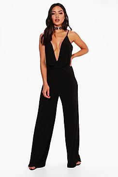 Boohoo Lois Slinky Knot Front Jumpsuit
