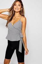 Boohoo Sophia Gingham Wrap Tie Side Cami