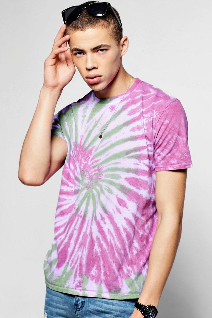 Boohoo Tie Dye T Shirt In Purple Purple