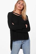 Boohoo Georgia Asymmetrical Choker Oversized Jumper