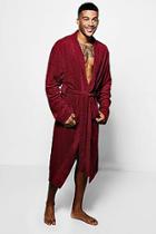 Boohoo Burgundy Dressing Gown In Towelling