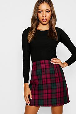 Boohoo Woven Tartan A Line Mini Skirt