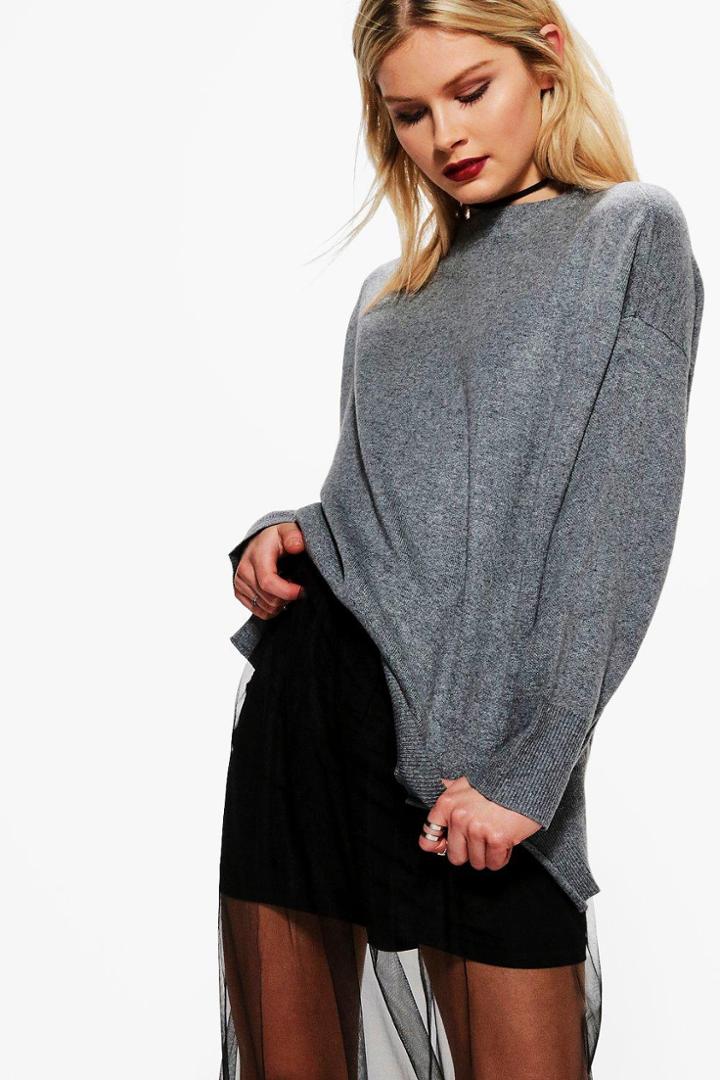 Boohoo Isobel Fine Knit Jumper Grey