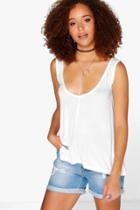 Boohoo Katie Premium Jersey Swing Tank Top White