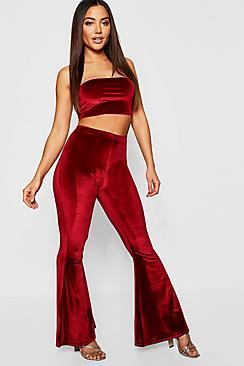 Boohoo Velvet Flared Trousers