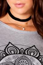 Boohoo Plus Bianca Velvet + Pearl Chain Choker Black