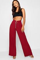 Boohoo Petite Wide Let Zip Detail Trousers