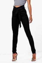 Boohoo Shanie Paperbag Waist Slim Leg Jeans