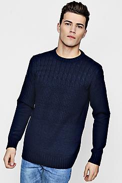 Boohoo Contrast Cable Rib Knit Jumper