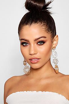 Boohoo Aimee Statement Diamante Floral Earrings