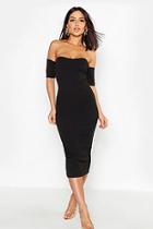Boohoo Curved Neckline Off Shoulder Midi Dress