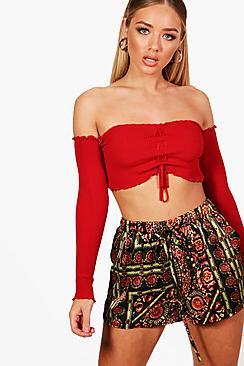 Boohoo Heidi Scarf Print Runner Shorts