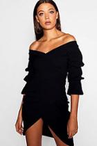 Boohoo Tall Off The Shoulder Wrap Bodycon Dress