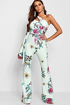 Boohoo Asymmetric Extreme Sleeve Jumpsuit