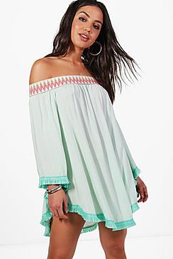 Boohoo Sadie Tassel Trim Beach Cover Up Dress