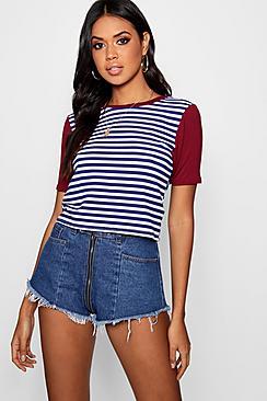 Boohoo Zoey Colour Block Crop Top