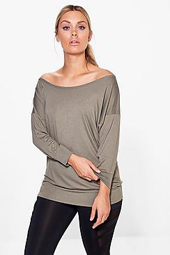 Boohoo Plus Lisa Off The Shoulder Running Tee