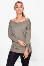 Boohoo Plus Lisa Off The Shoulder Running Tee