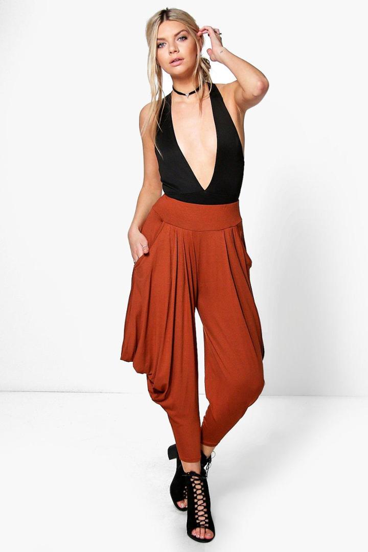Boohoo Valencia Oversized Slouchy Hareem Trousers Spice
