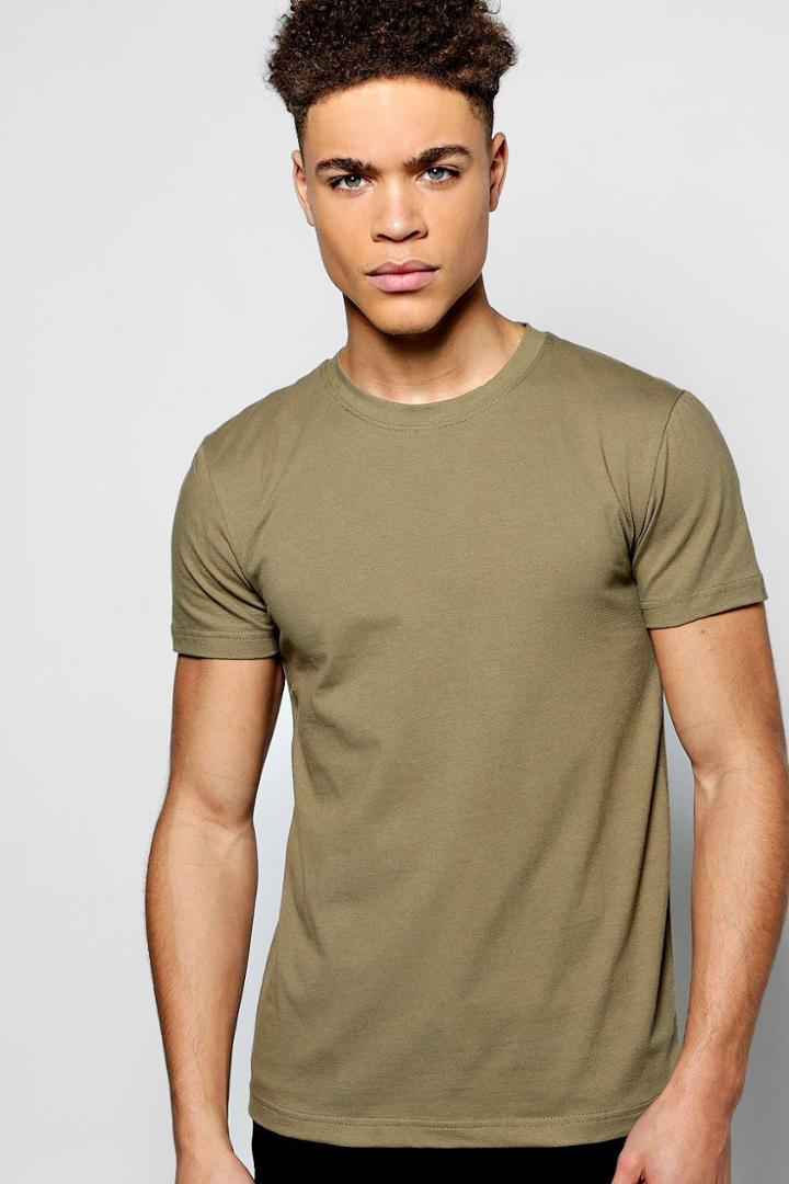 Boohoo Muscle Fit T Shirt Khaki