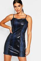 Boohoo Snakeskin Wet Look Mini Dress