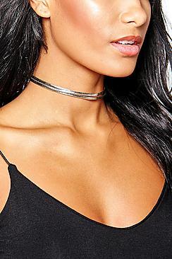 Boohoo Evelyn Double Layered Pu Choker