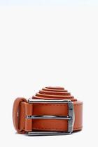 Boohoo Tan Faux Leather Belt With Square Buckle