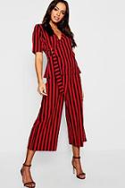 Boohoo Stripe Buckle Detail Wrap Top + Culotte Co-ord