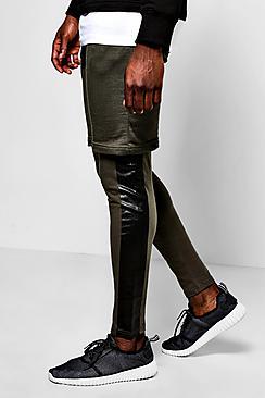 Boohoo Faux Layer Shorts/meggings With Print