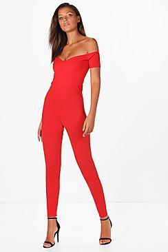 Boohoo Tall Lauren Off The Shoulder Jumpsuit
