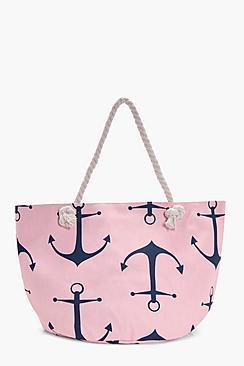 Boohoo Maria Anchor Print Beach Bag