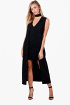 Boohoo Maisy Choker Plunge Dress & Duster Co-ord Black