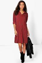 Boohoo Tall Mikko Oversized Shirt Dress Wine